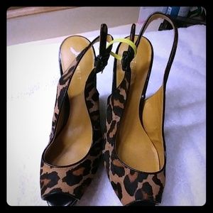 Leopard print heel sandals